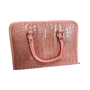 Pink Purse Style Fashion Bible Cover with Faux Crocodile Embossing